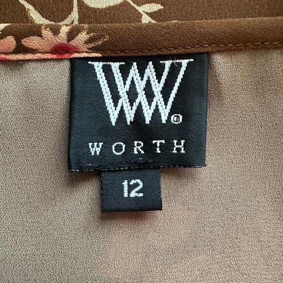 Worth brown floral a-line midi skirt size 12 - Picture 5 of 8